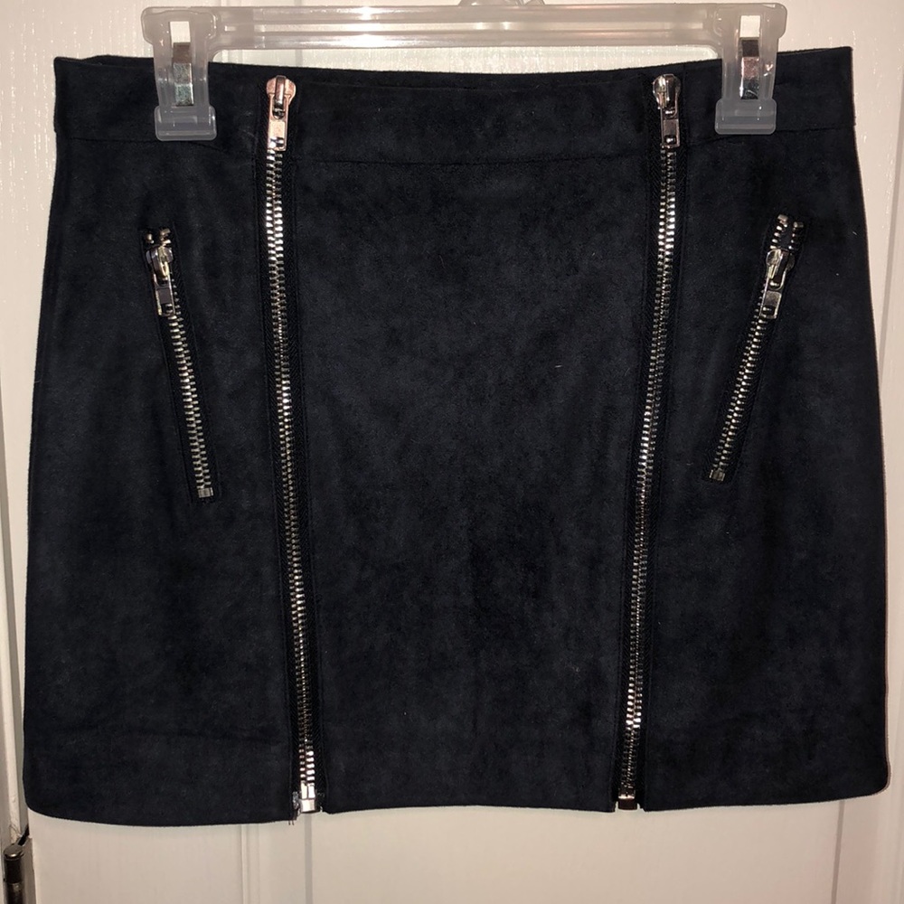 Blue suede skirt